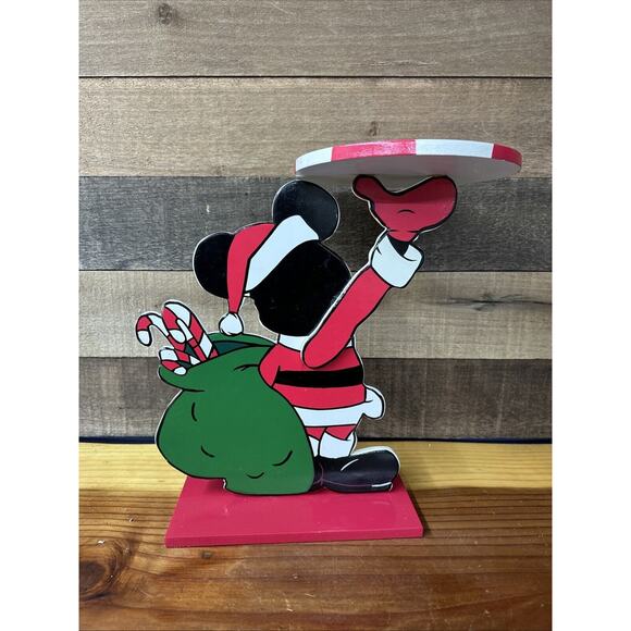 Disney Santa Mickey Mouse Wooden Cookie Tray Serving Tray 12” Tall - Picture 3 of 6